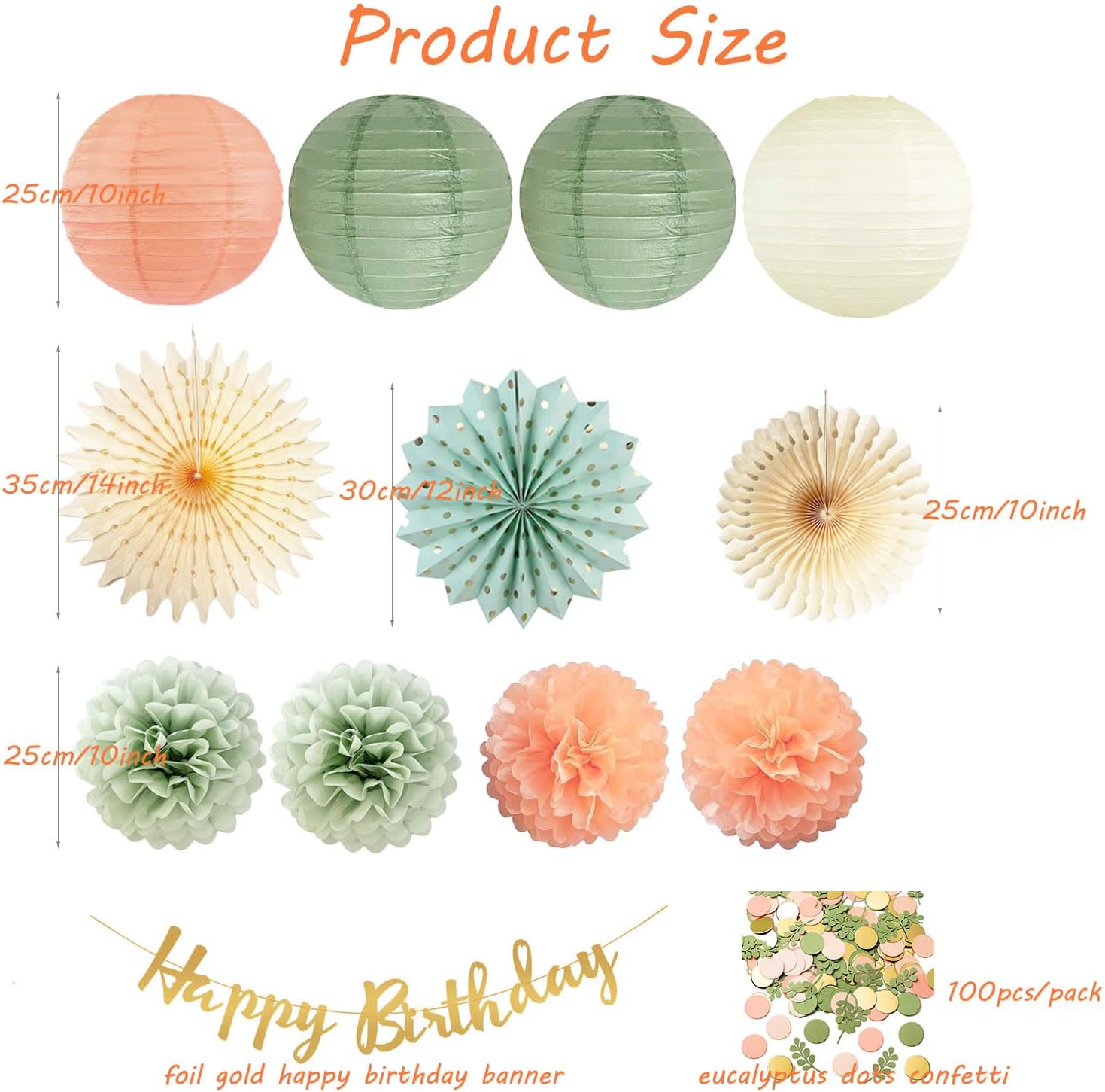 Sage Green Birthday Decorations Set 1