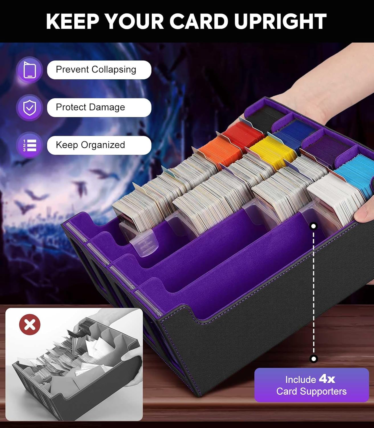 Moko Card Storage Box - 3000 Magic Deck Case Black Purple