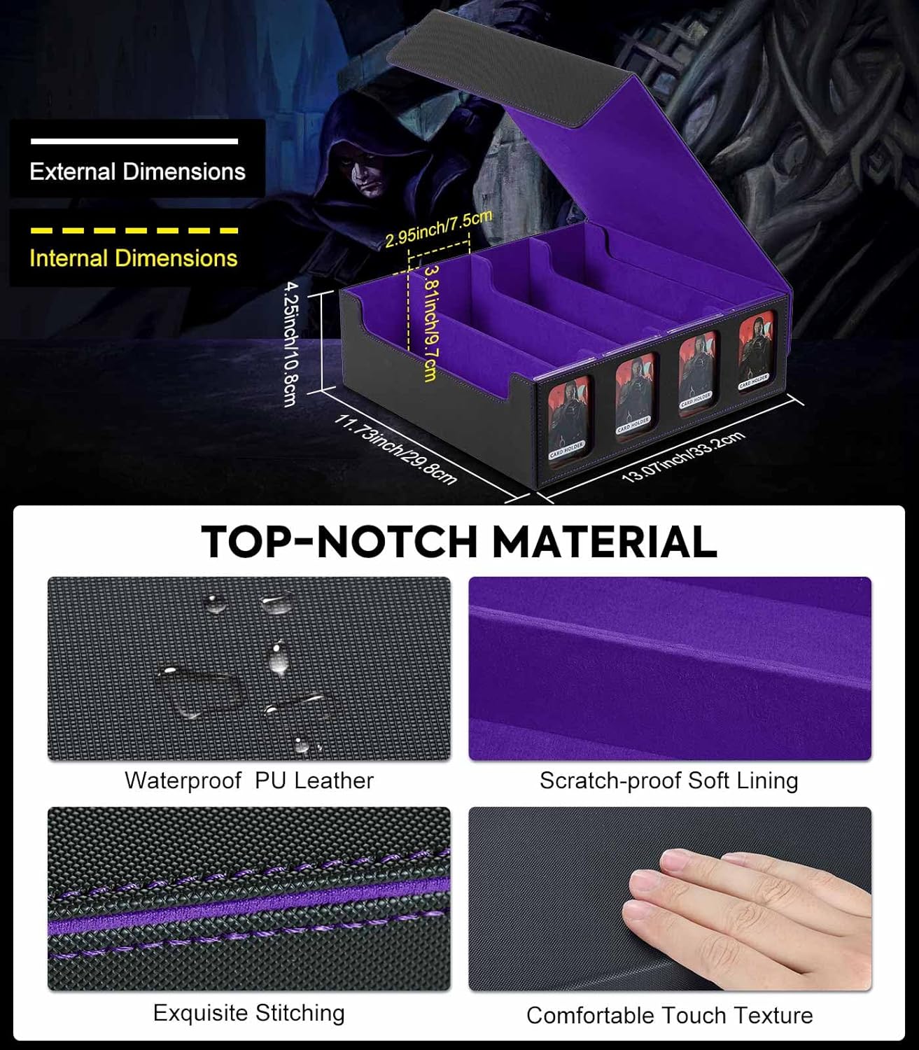 Moko Card Storage Box - 3000 Magic Deck Case Black Purple