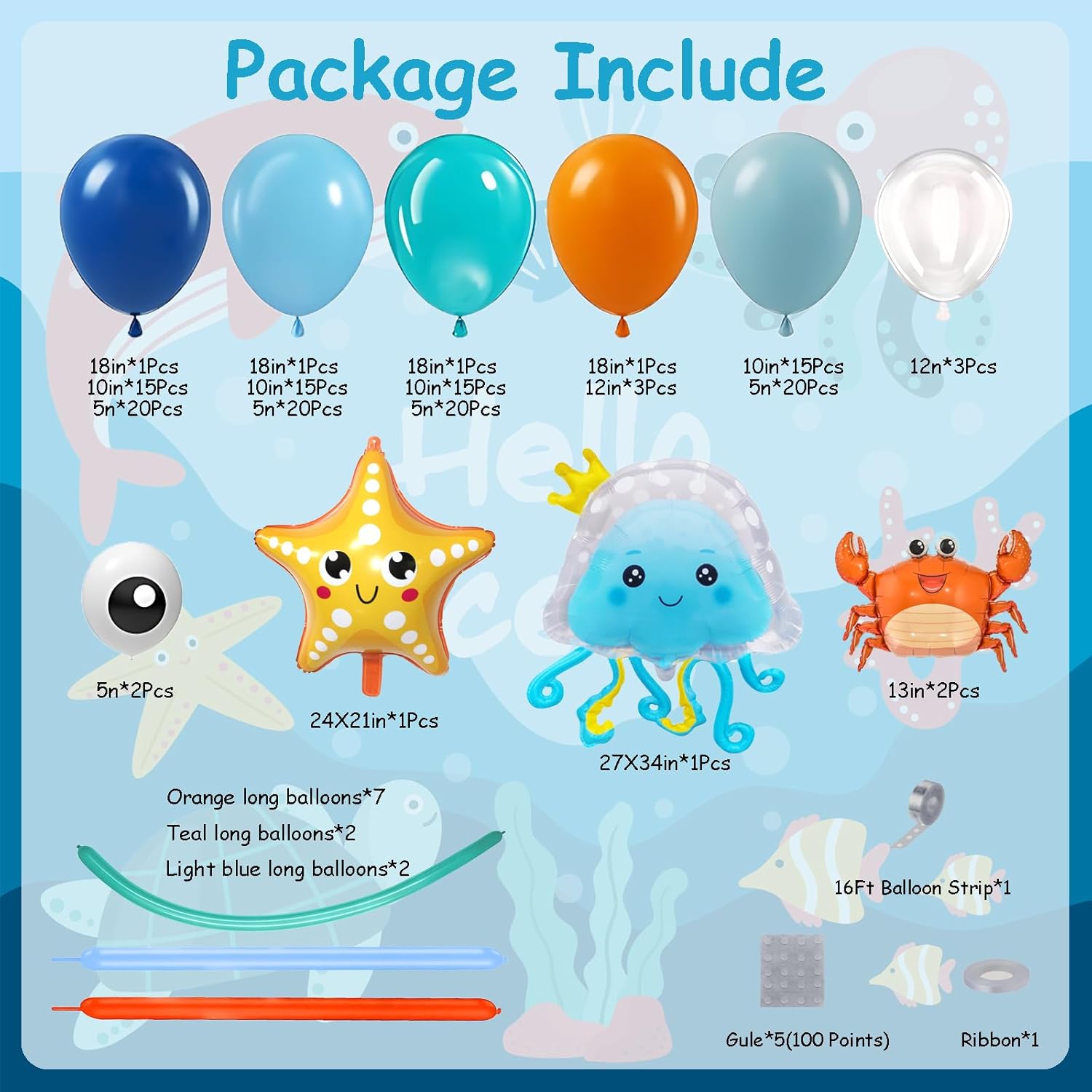 DBKL Under the Sea Balloon Decor Kit 167Pcs