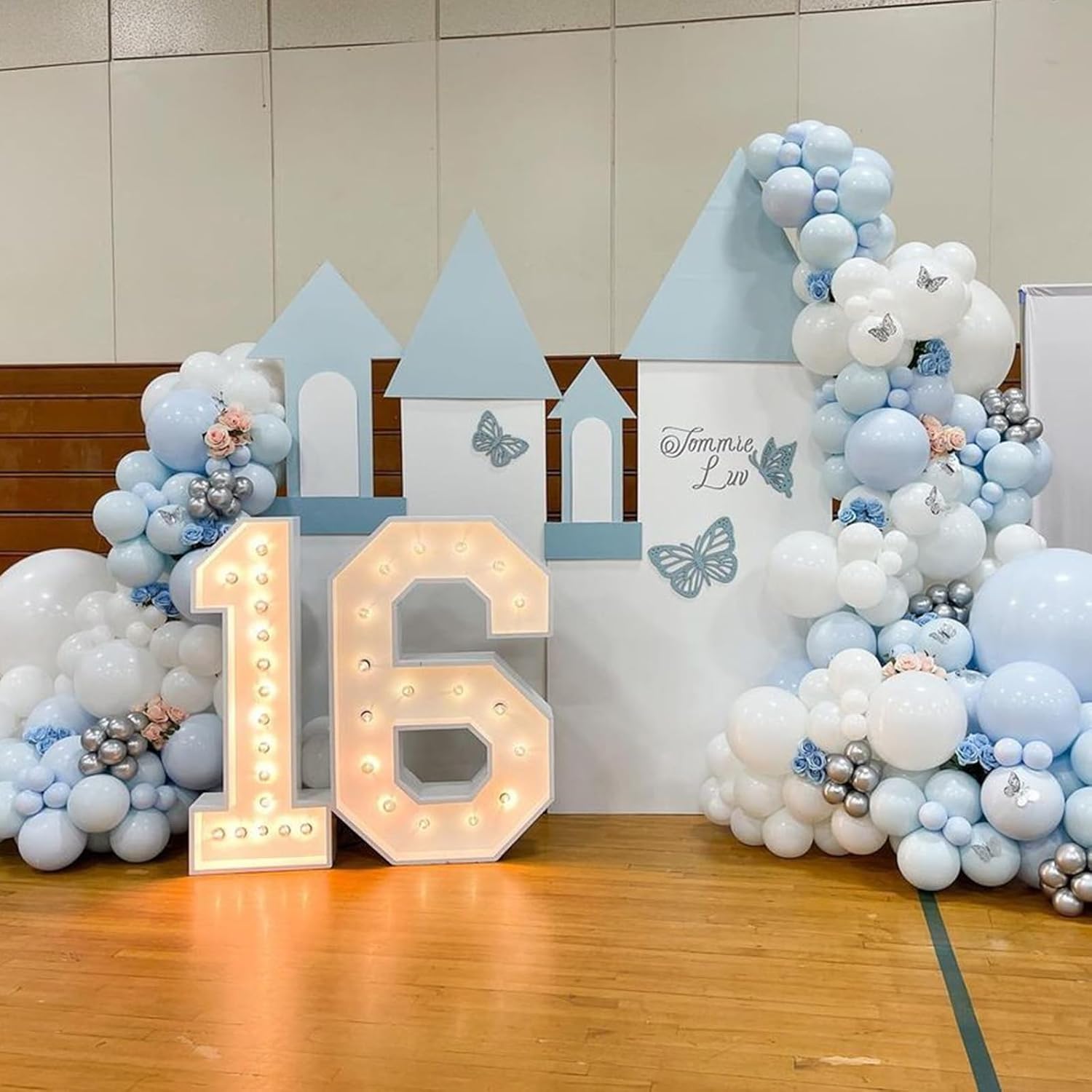 Pastel Blue White Balloons Set 35PCS 12 Inch for Parties