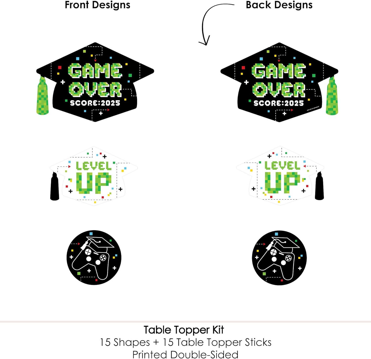 Game Over Video Game Graduation Party Centerpiece Sticks Set of 15