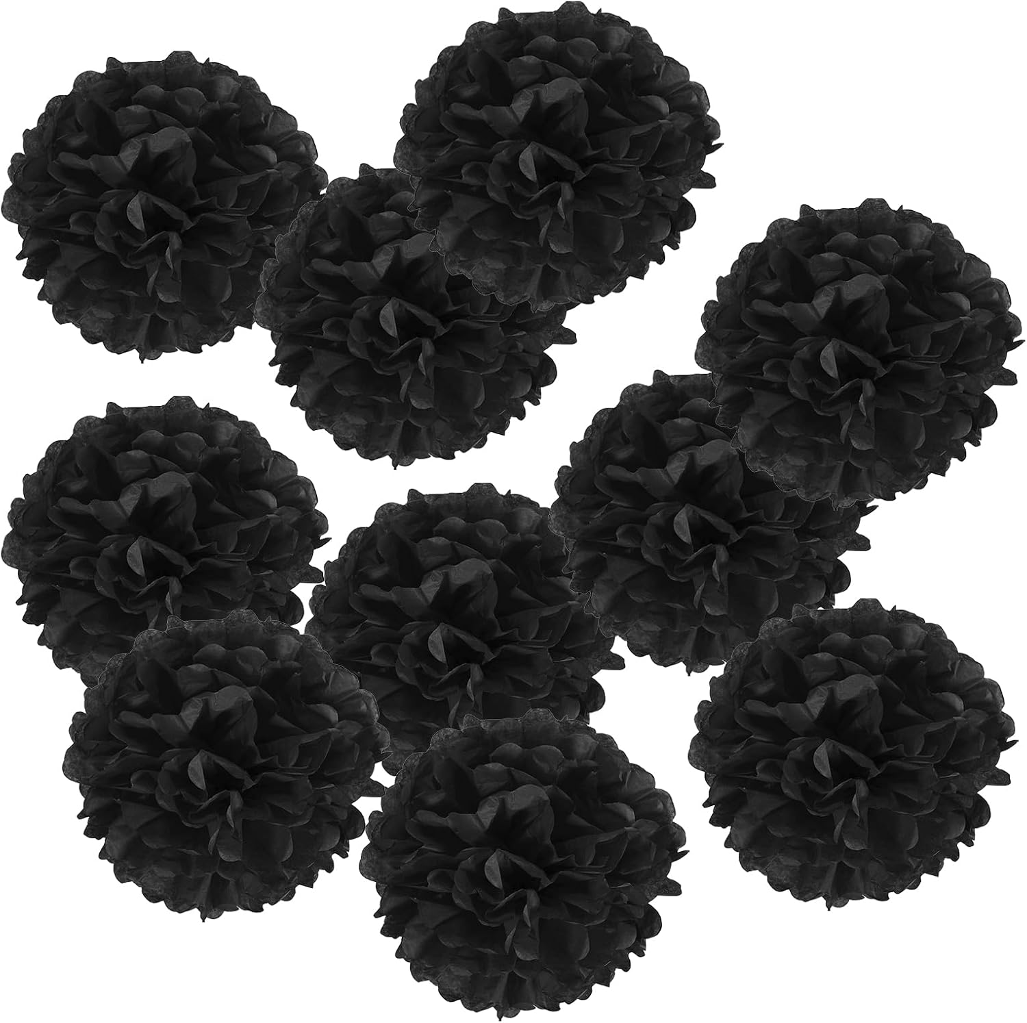 PATIKIL 8 Inch Black Tissue Pom Poms Flowers 10 Pack