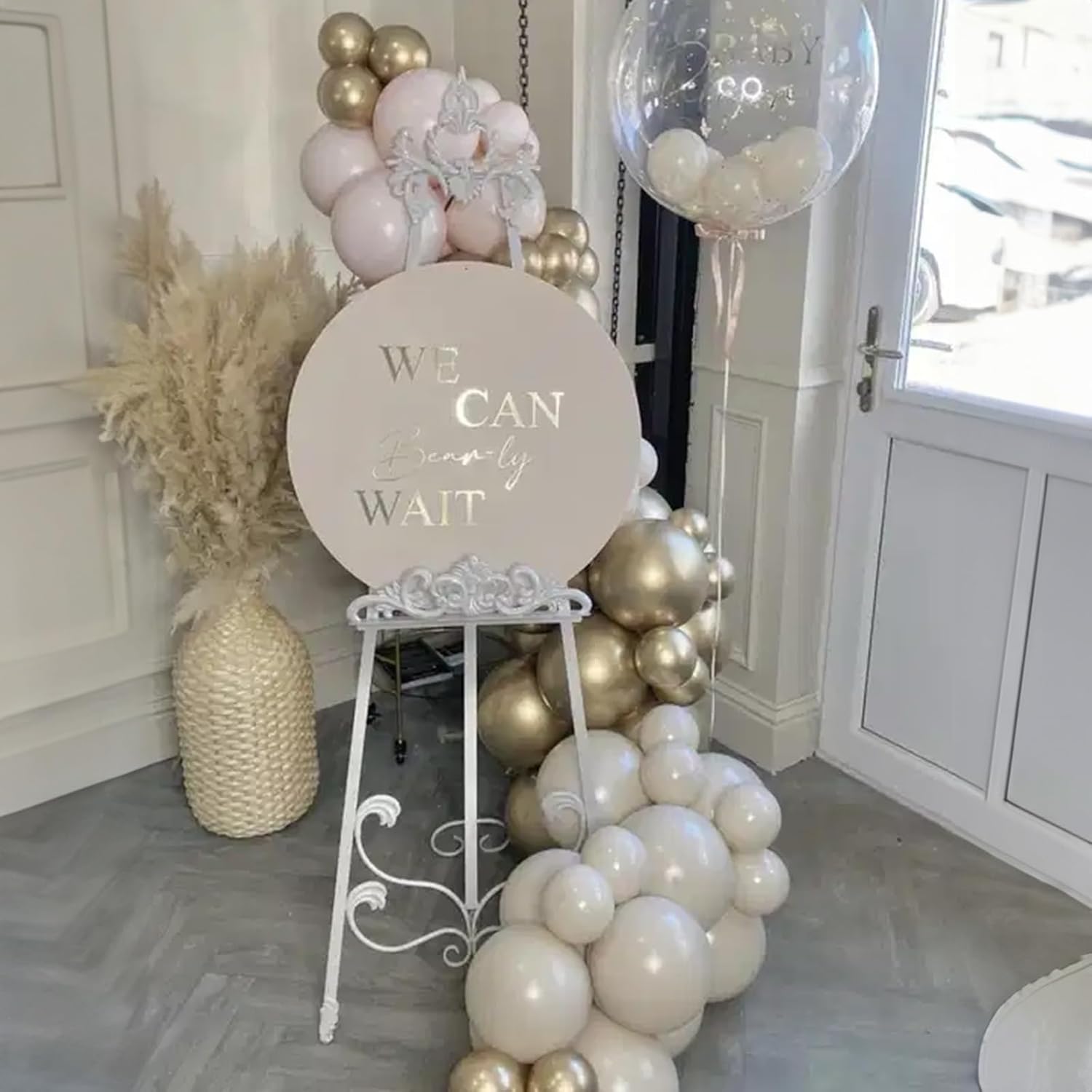 White and Gold 12-Inch Balloons for Parties