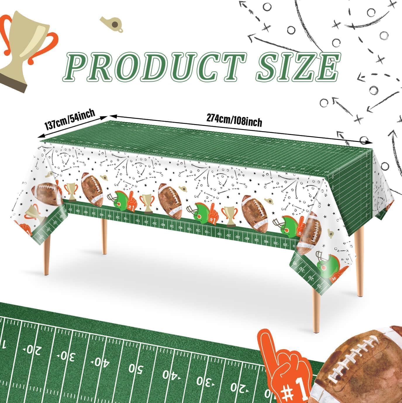 3Pcs Football Themed Tablecloths for Boys Birthday Party