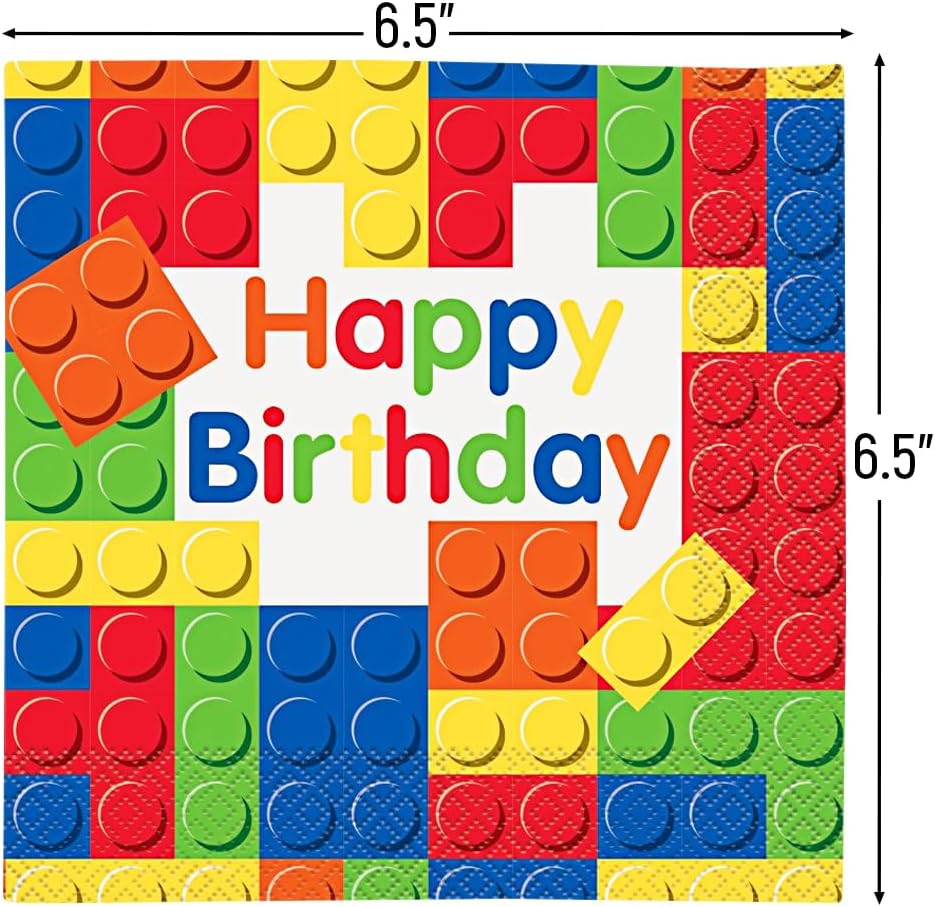 Bold And Bright Building Blocks Napkins Pack Of 16
