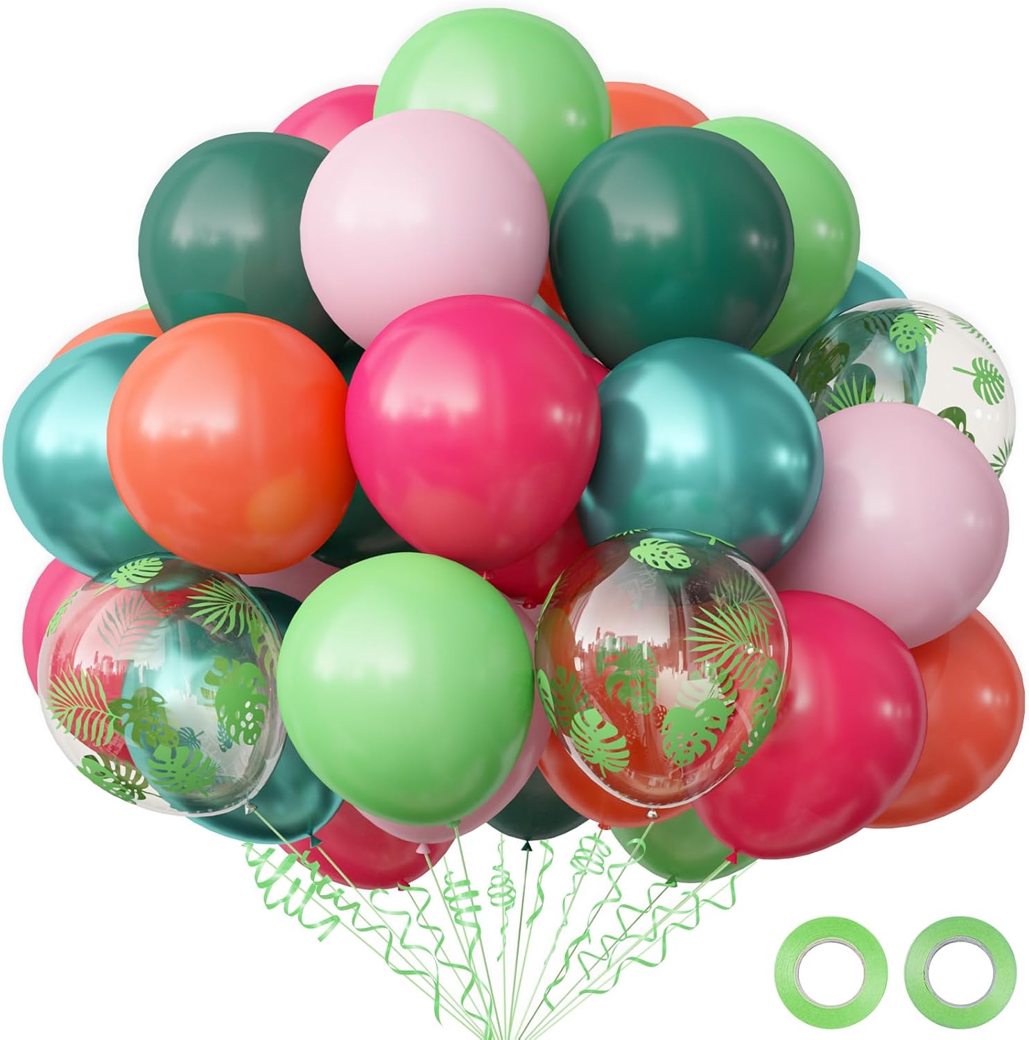 OuMuaMua Tropical Luau Balloons 68pcs 12 Inch Set