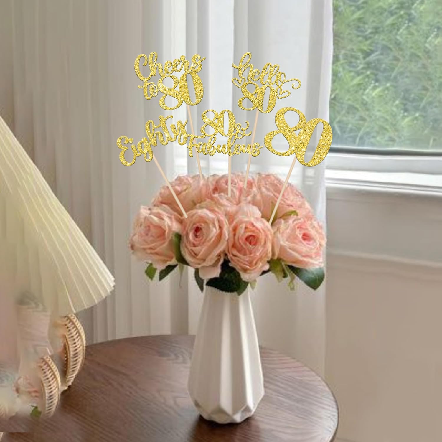 15PCS Gold Glitter Birthday Centerpiece Sticks