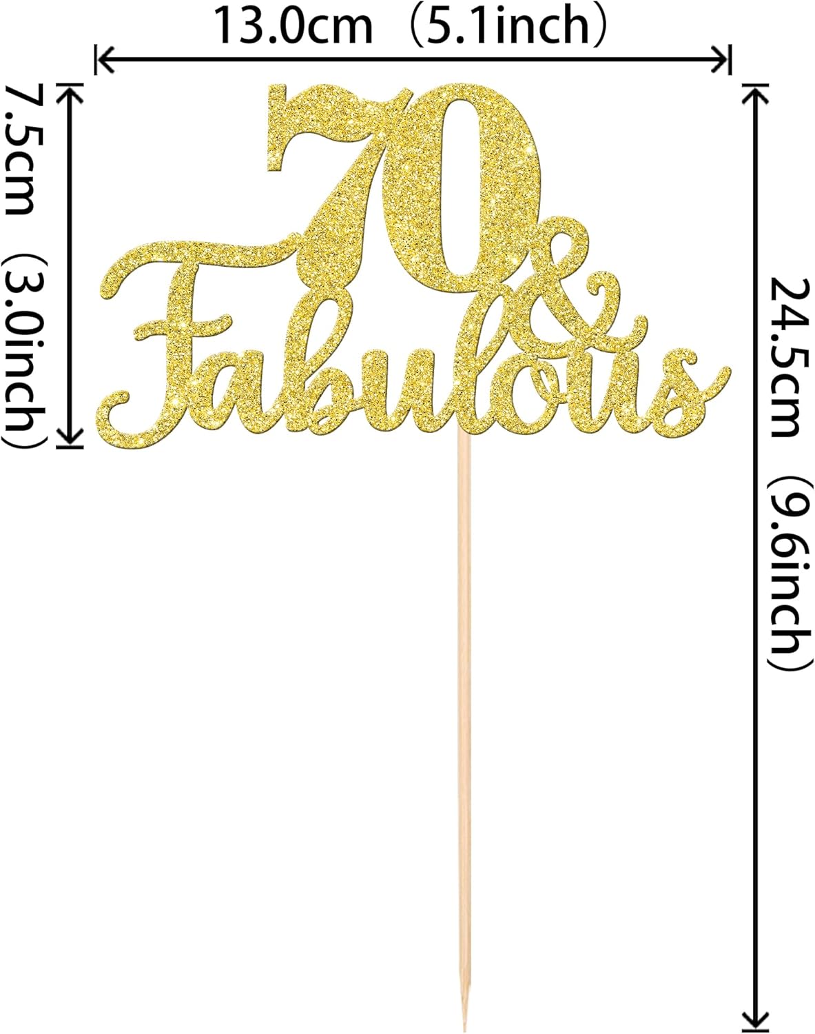 70th Birthday Centerpiece Sticks Double Sided Gold