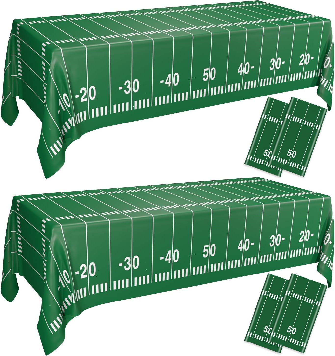 4Pcs Football Tablecloths 54x108 Inch Green Field Covers for Parties