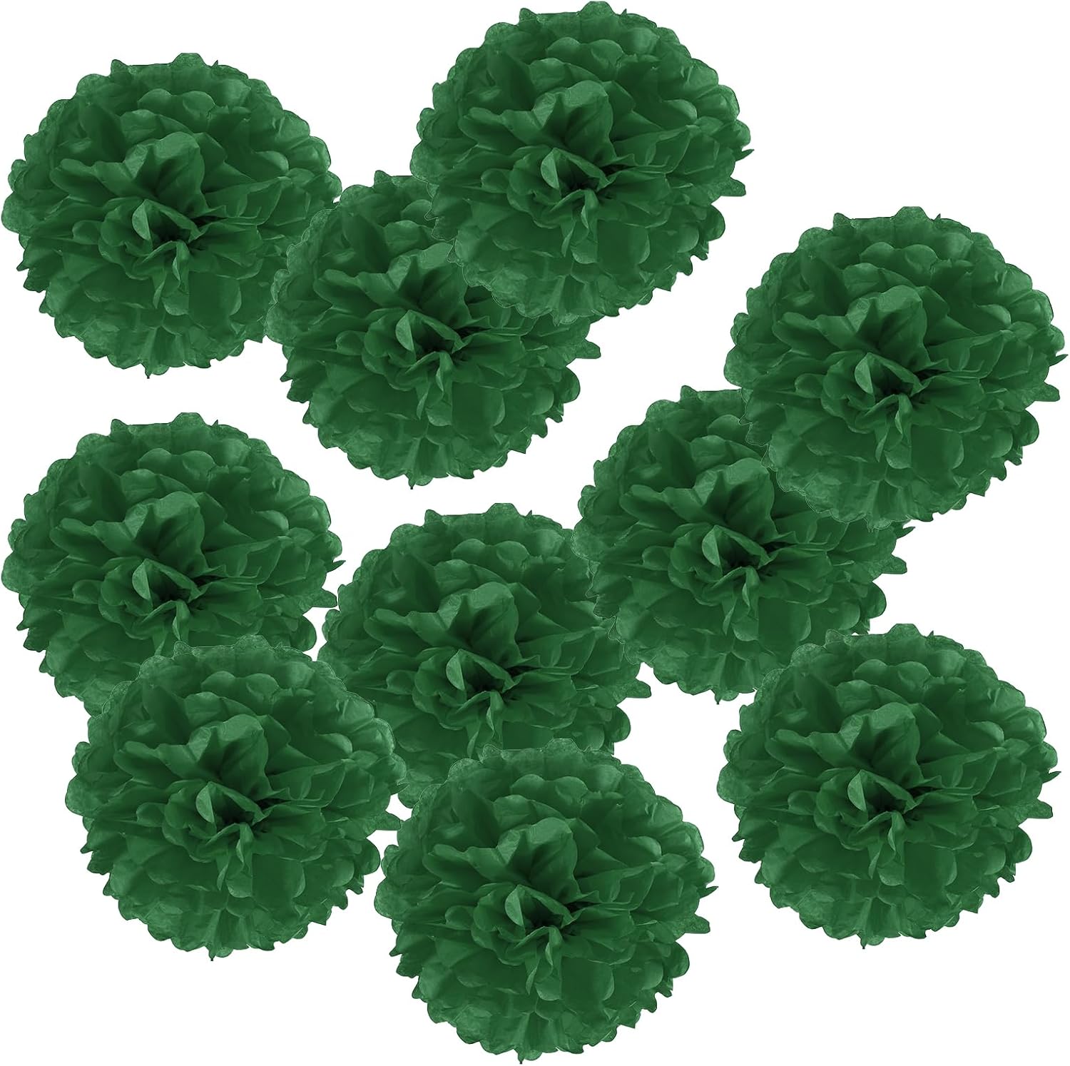 PATIKIL 10 Inch Dark Green Tissue Pom Poms Flowers 18 Pack