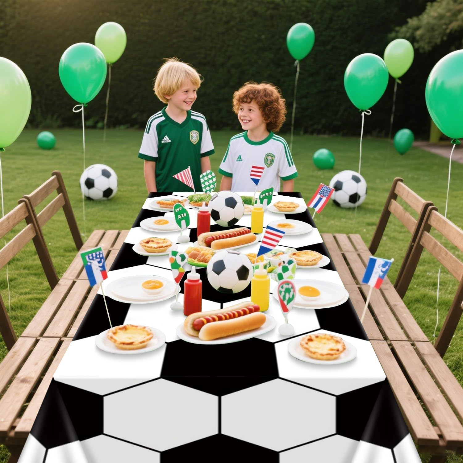 Soccer Tablecloth 4 Pack Rectangle 51x86 Inch Party Decorations