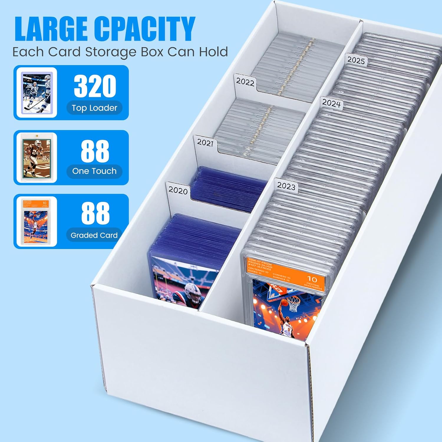 2 Pack Trading Card Storage Box for 88 PSA Slab Cards
