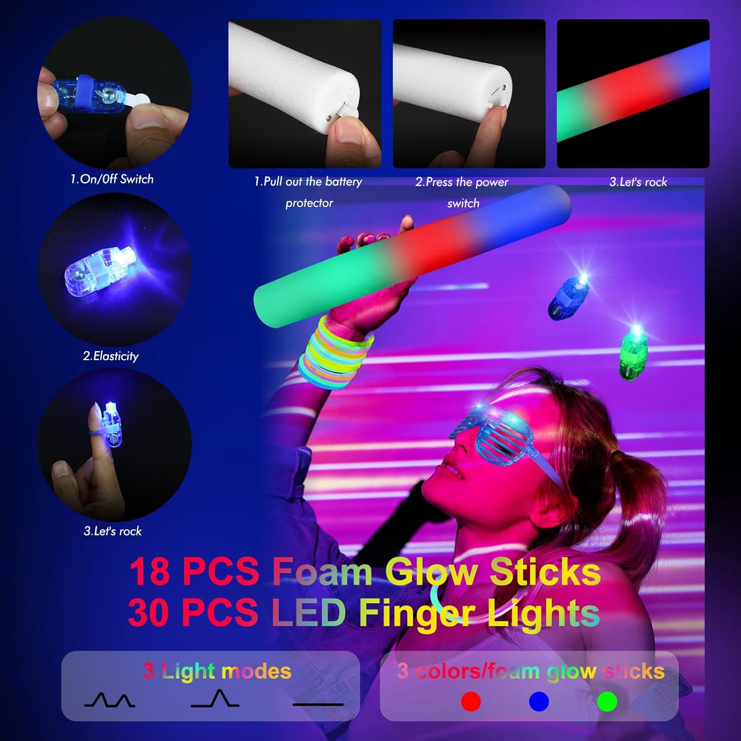 282 PCS Glow in the Dark Party Supplies for Wedding Birthday Concert