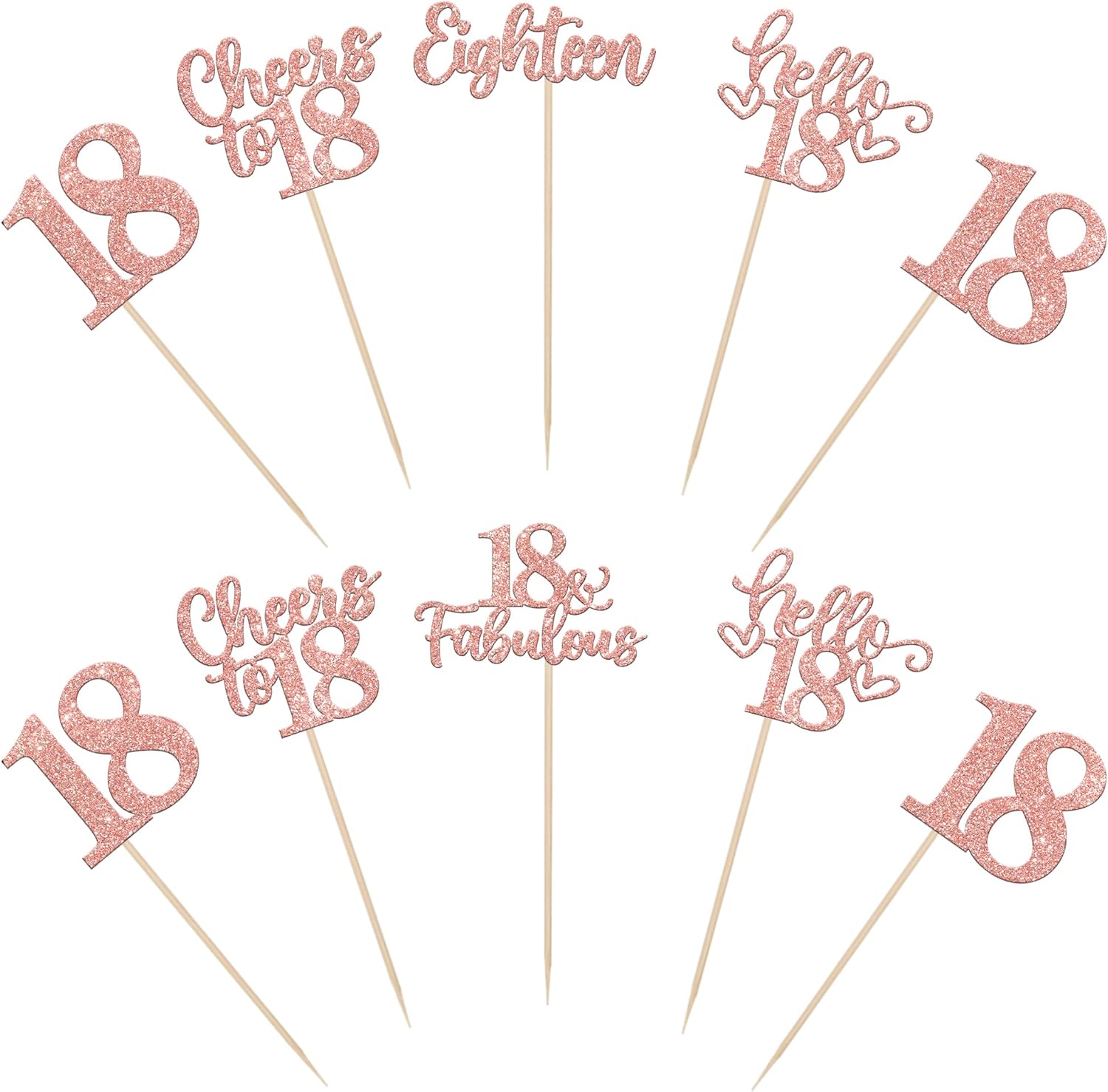 15PCS Happy 18th Birthday Centerpiece Sticks Rose Gold