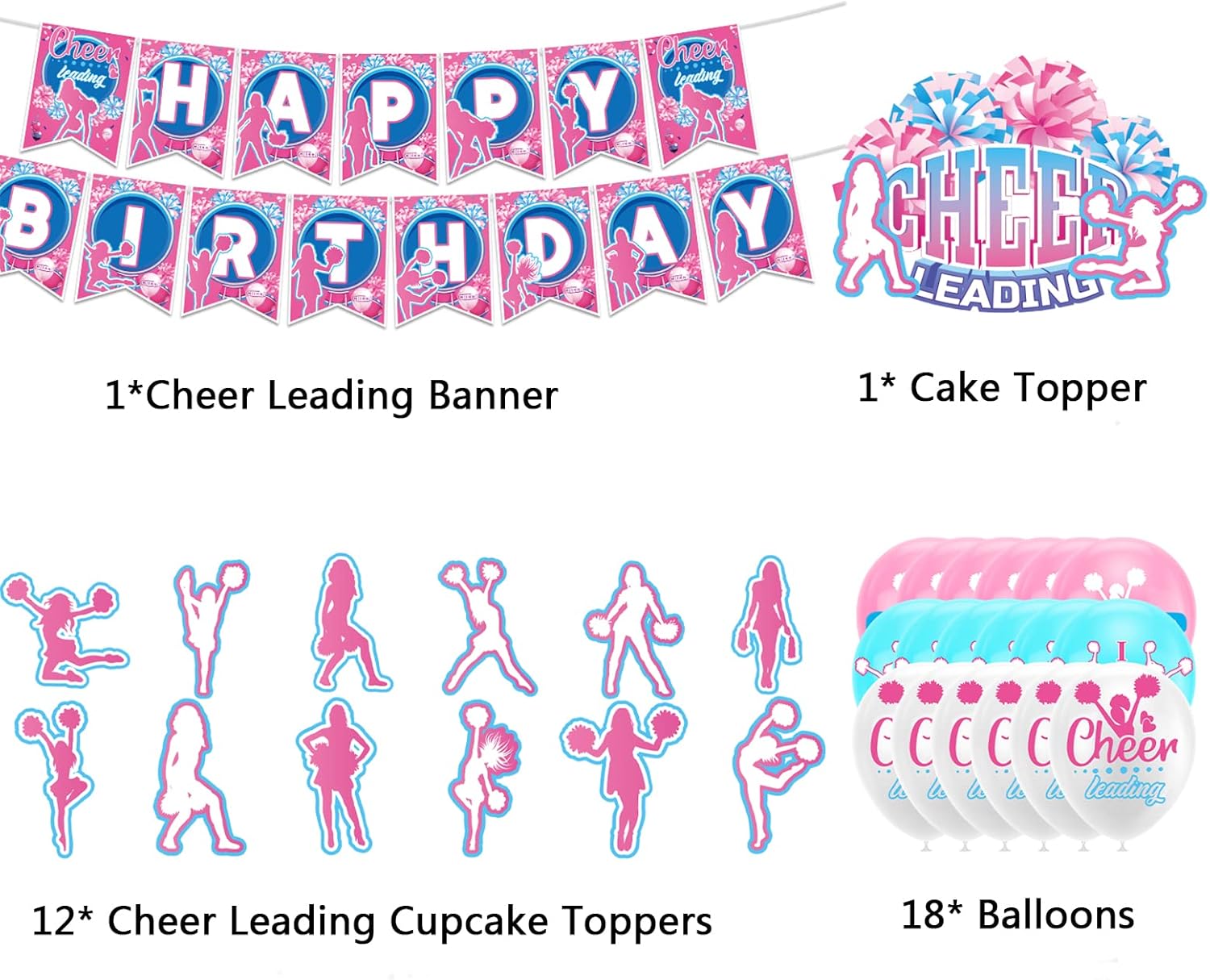 Cheerleading Birthday Party Decorations Set