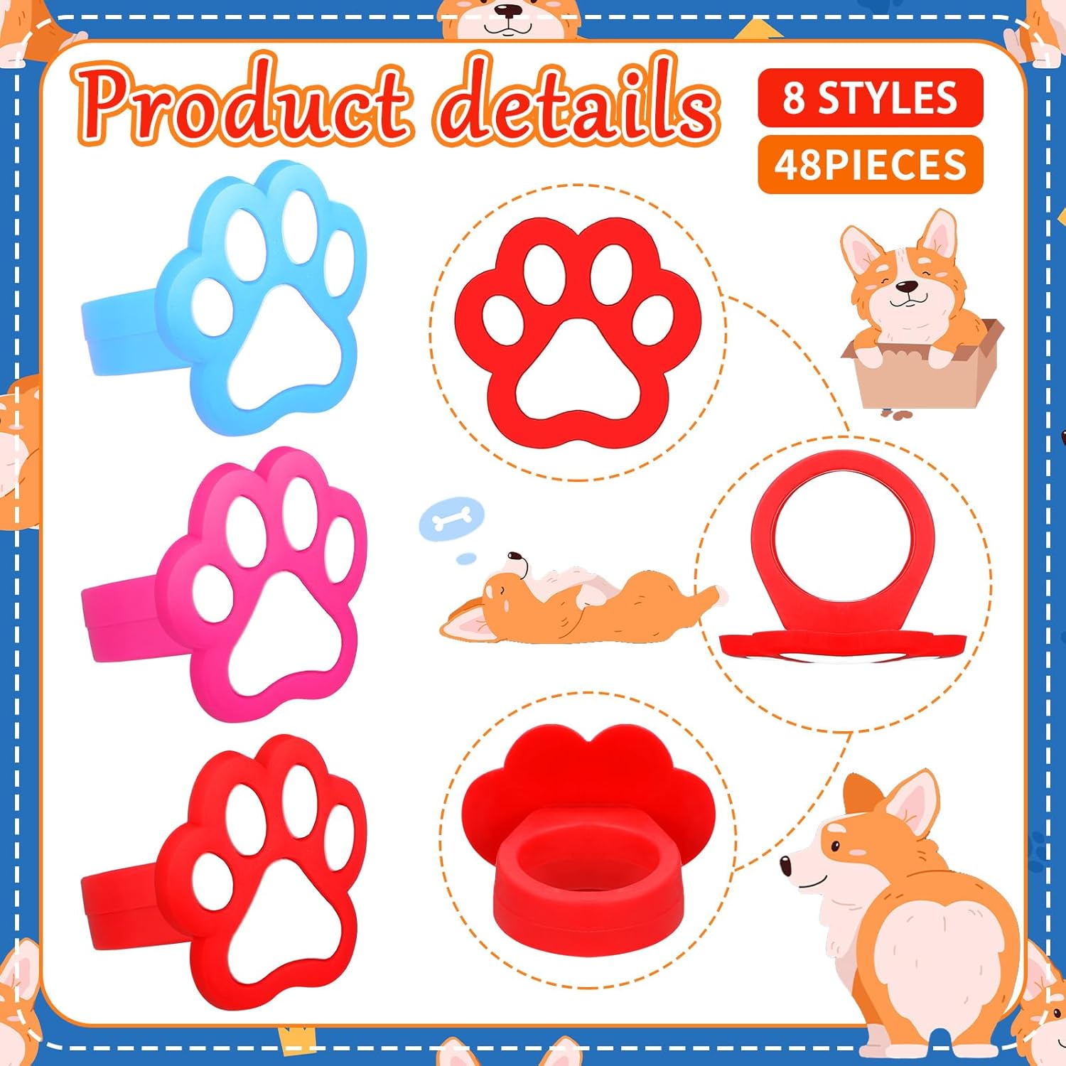 48 Pcs Dog Cupcake Rings Decorations