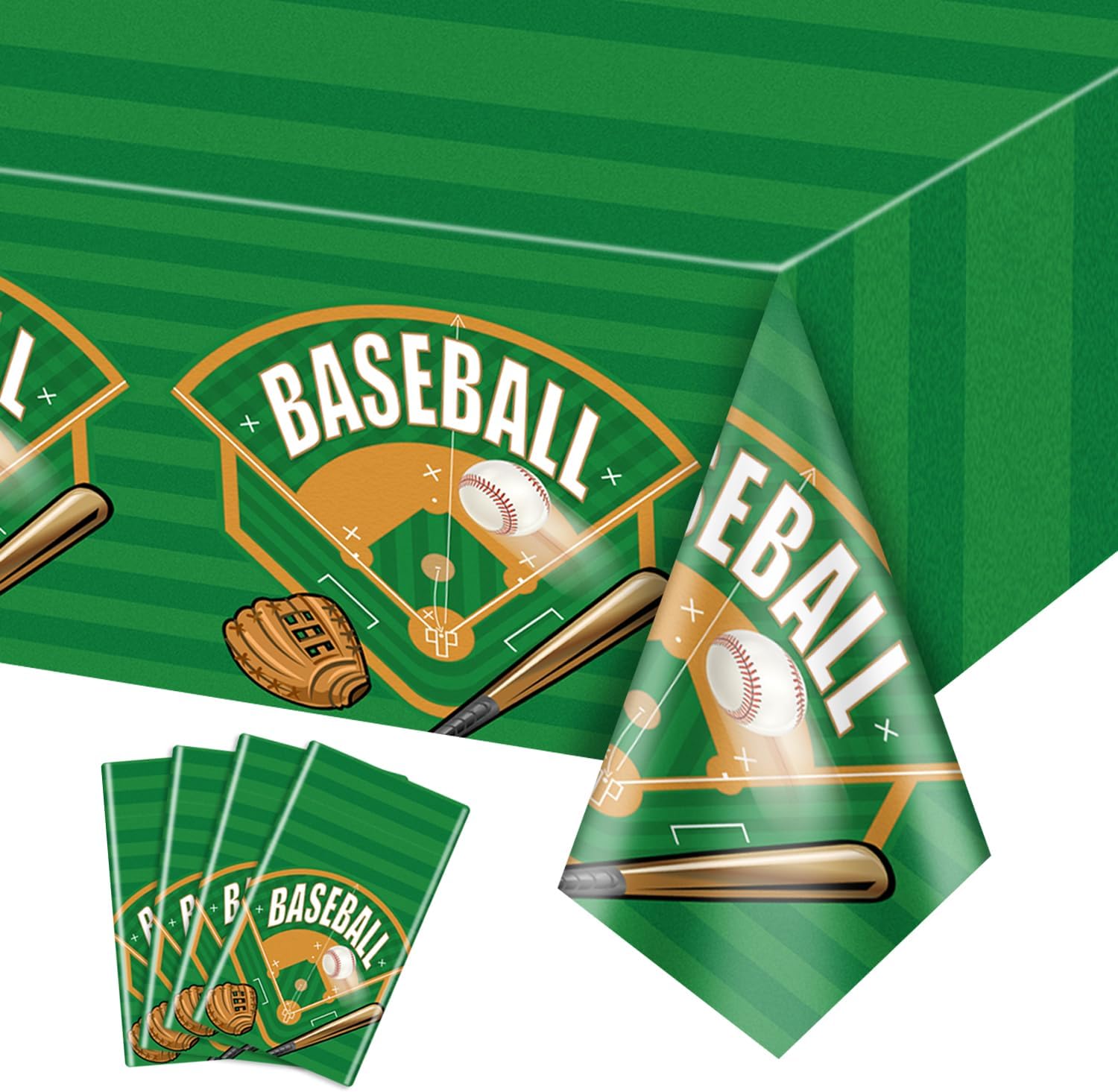 4-Pack Baseball Tablecloths for Theme Parties