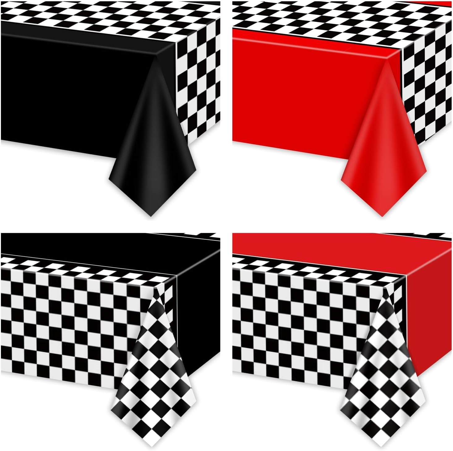 4 Pcs Checkered Race Car Tablecloths for Birthday Parties