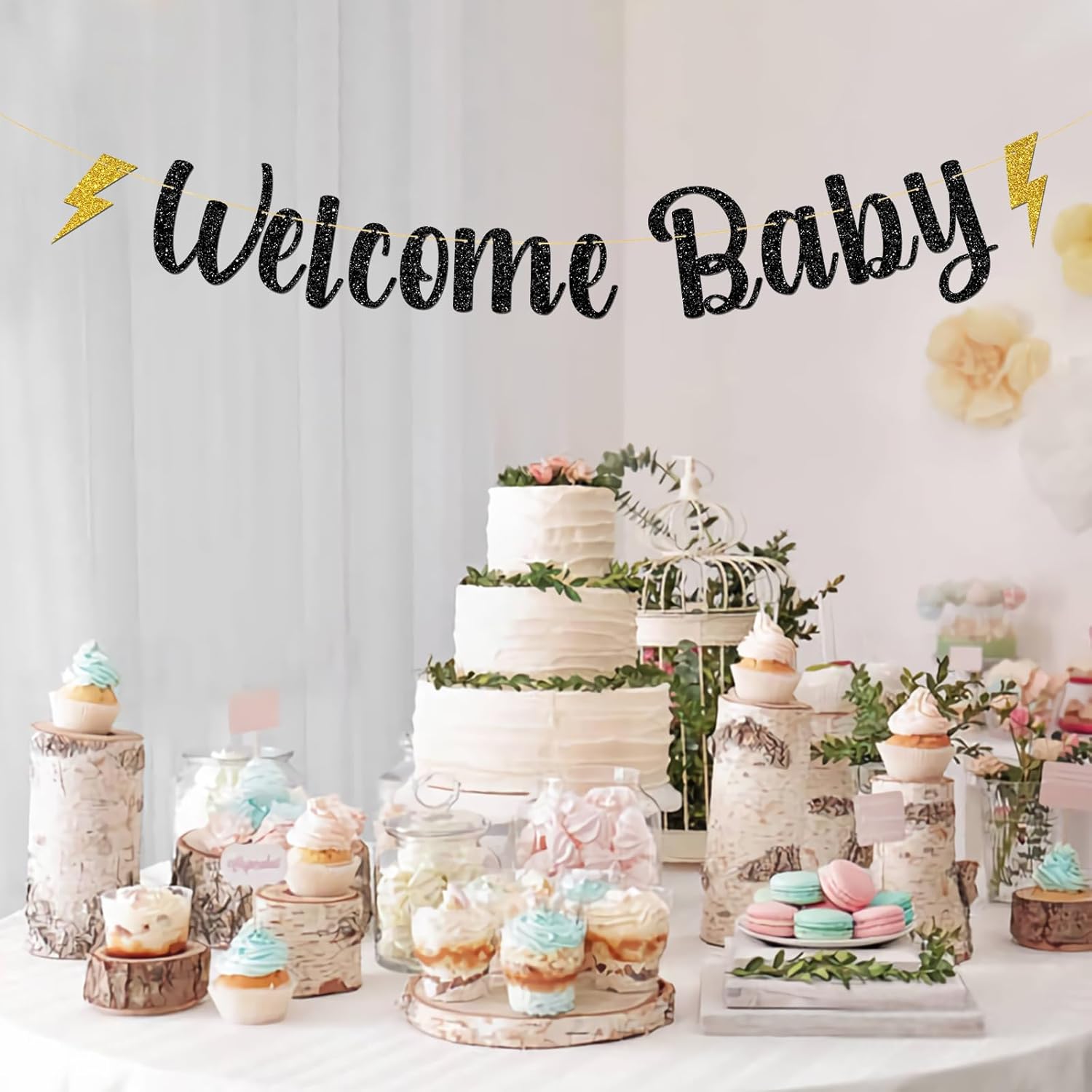 MonMon Craft Welcome Baby Mugle Banner Black Glitter