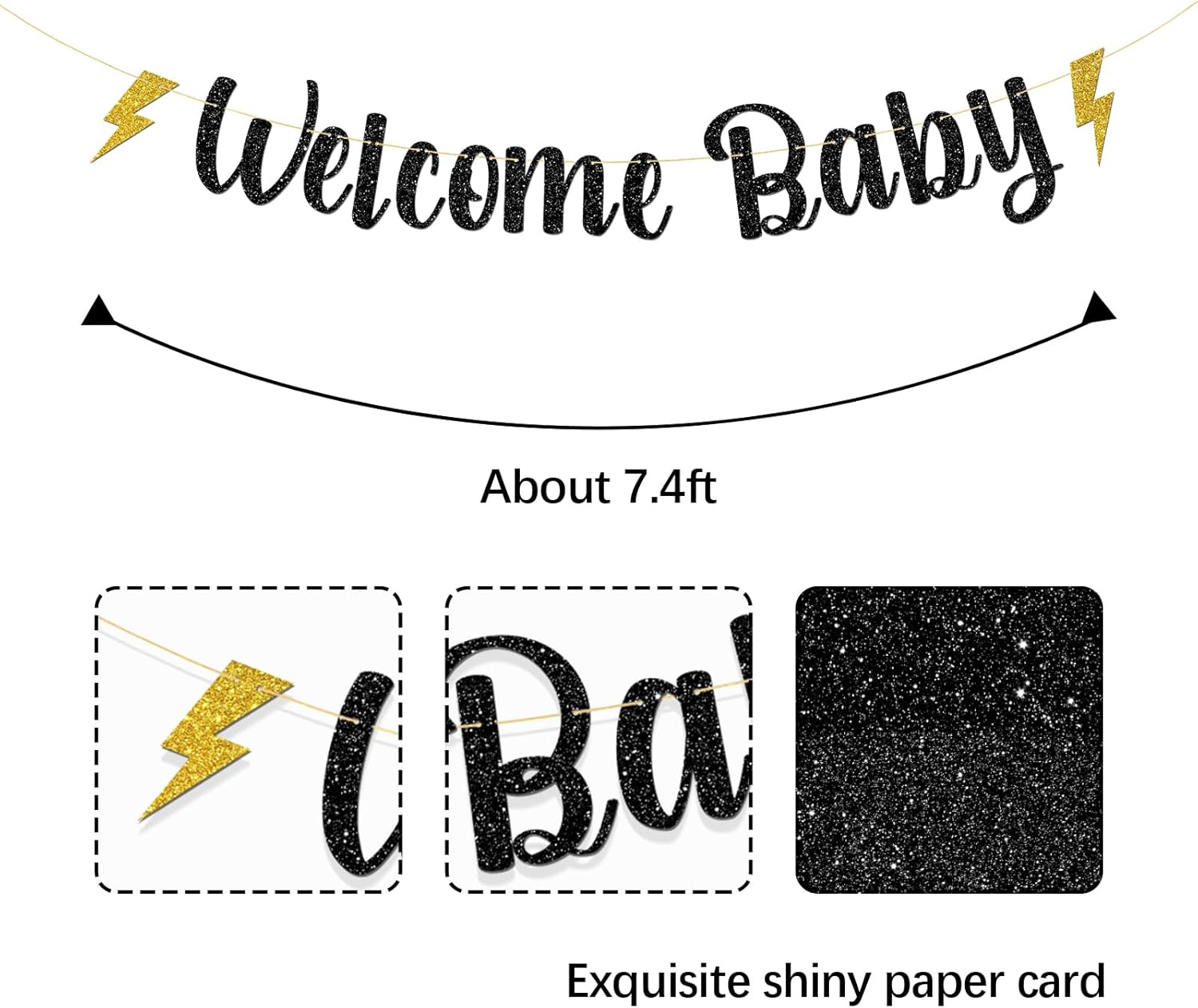 MonMon Craft Welcome Baby Mugle Banner Black Glitter