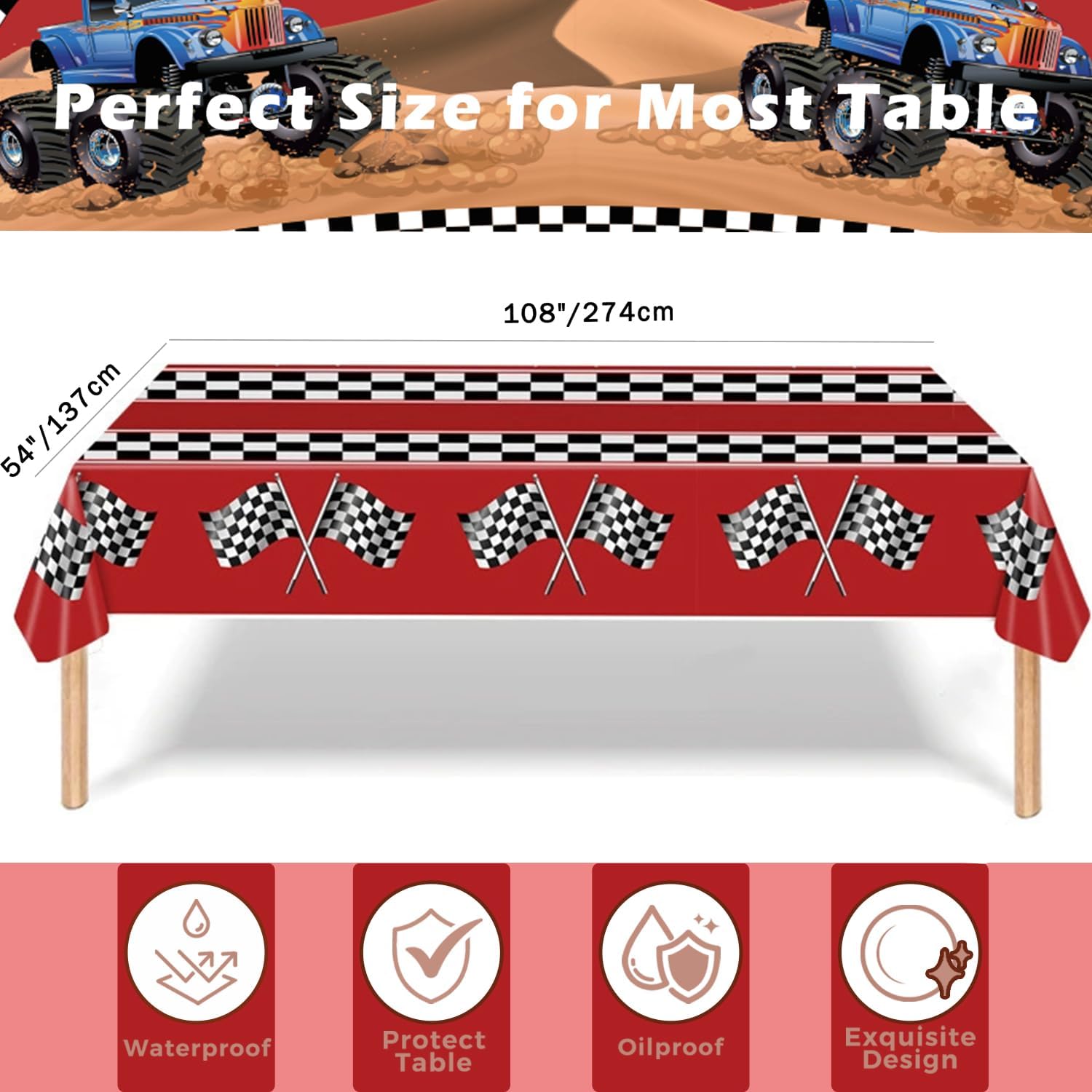 Racing Car Themed Paper Plates Napkins Set for Kids Birthday Party