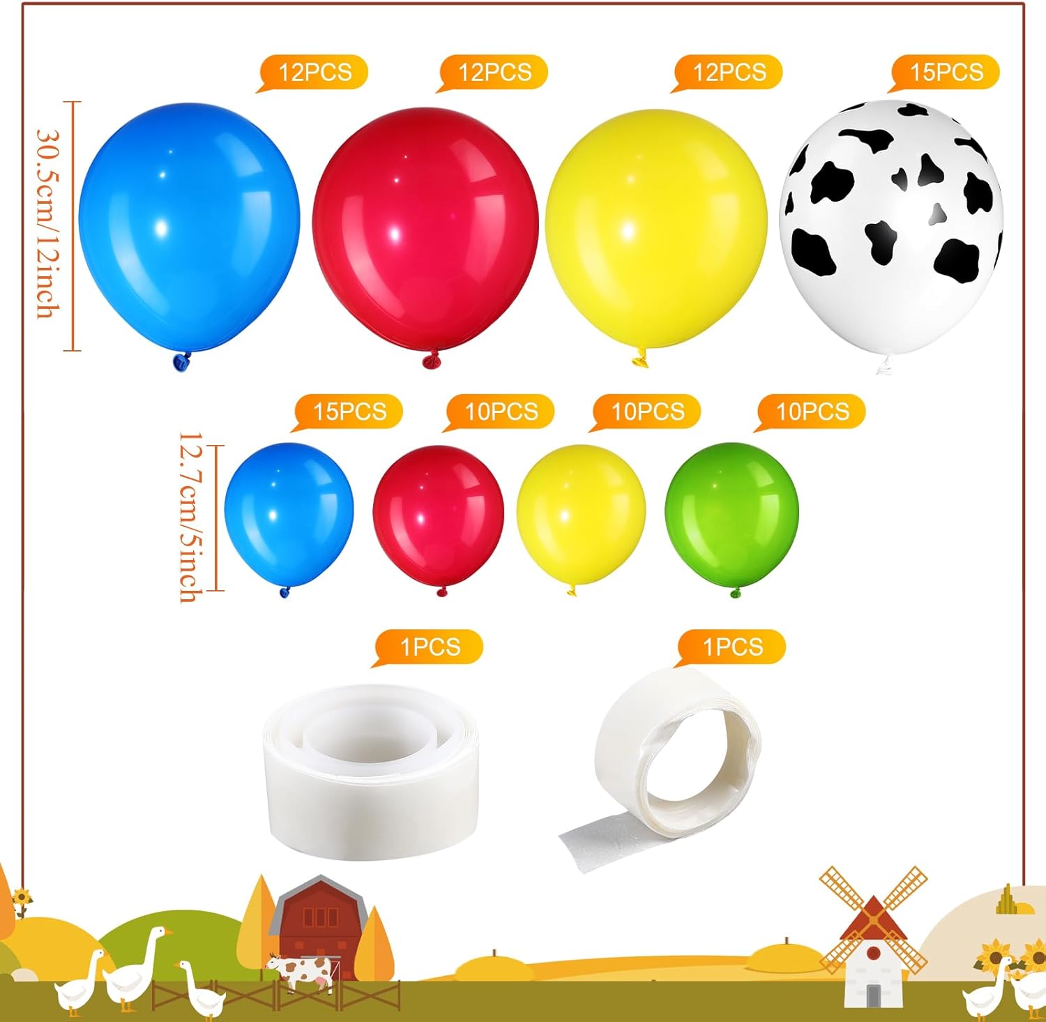 Liliful 104 Pcs Birthday Tablecloth with Balloons Arch Kit