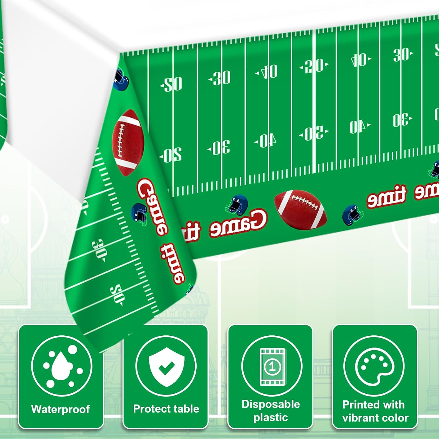 BOXOB Football Table Cloth 3pcs 54x108 Inch