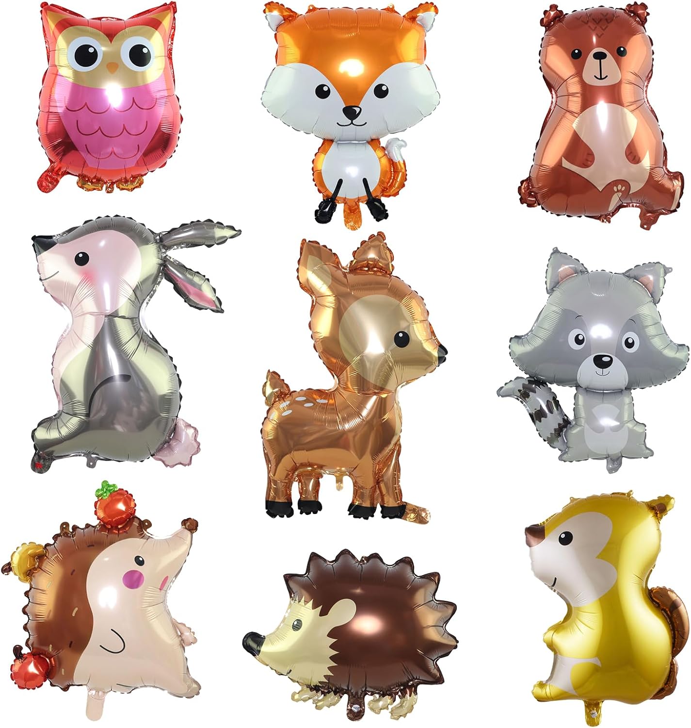 9pcs Jumbo Woodland Animal Balloon Set for Baby Shower and Birthday Party