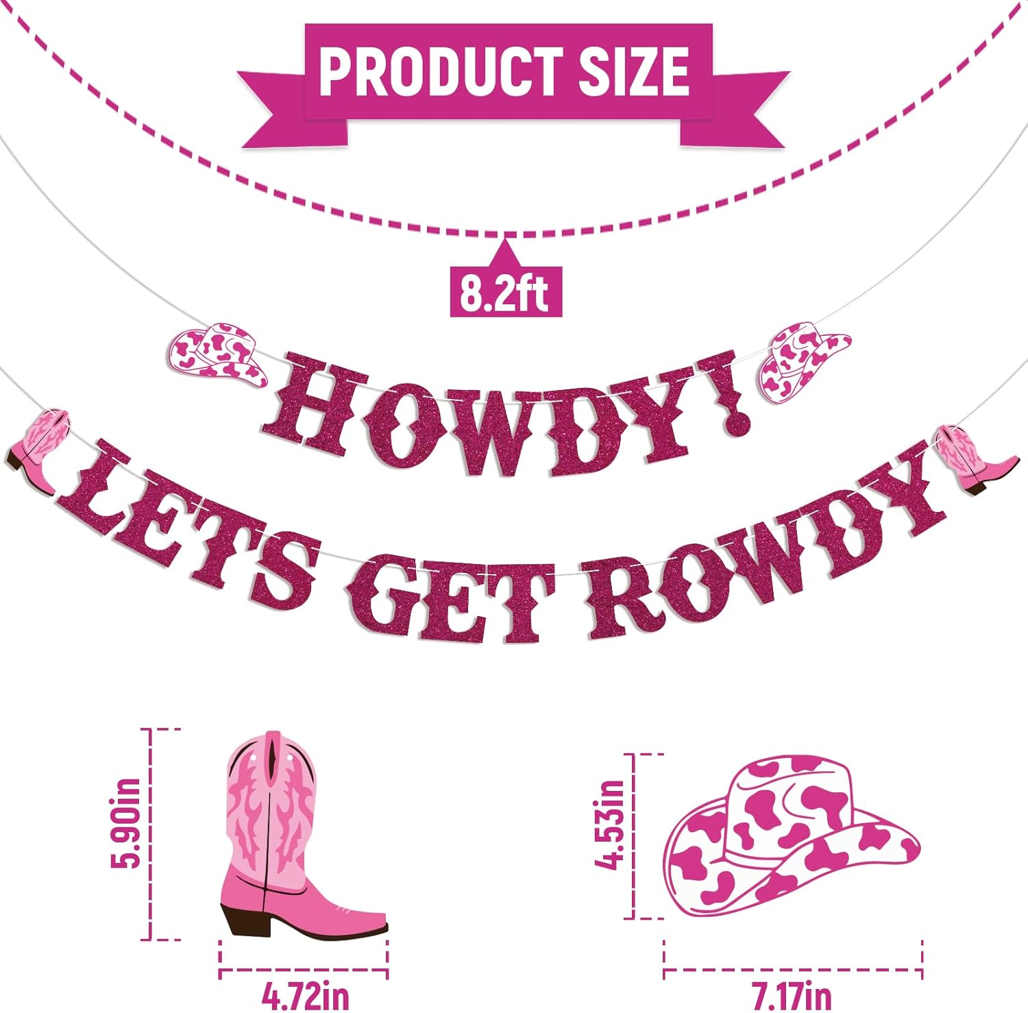 Howdy Lets Get Rowdy Cowgirl Party Decor Banner