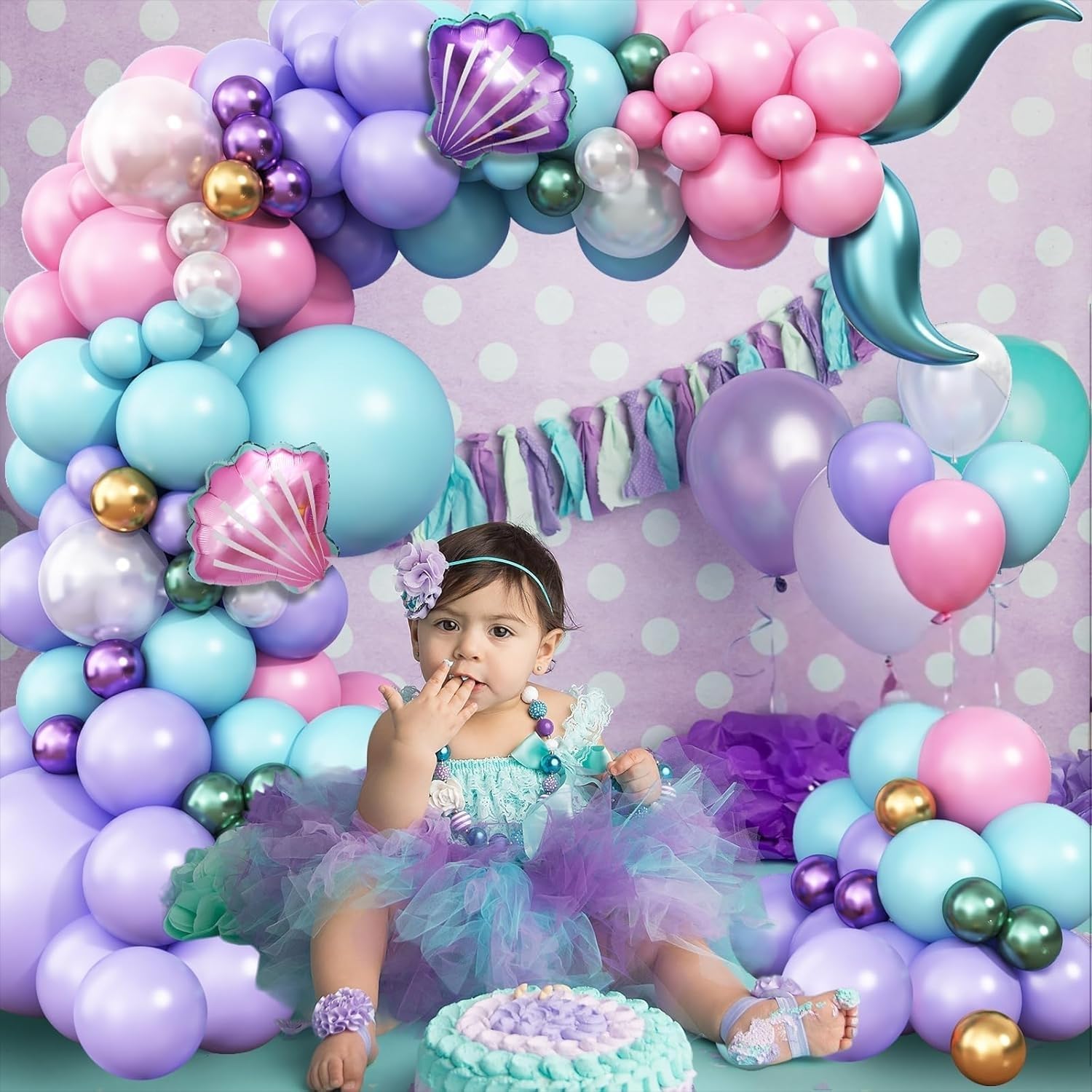 Mermaid Balloon Garland Arch Kit for Girls Party Decorations