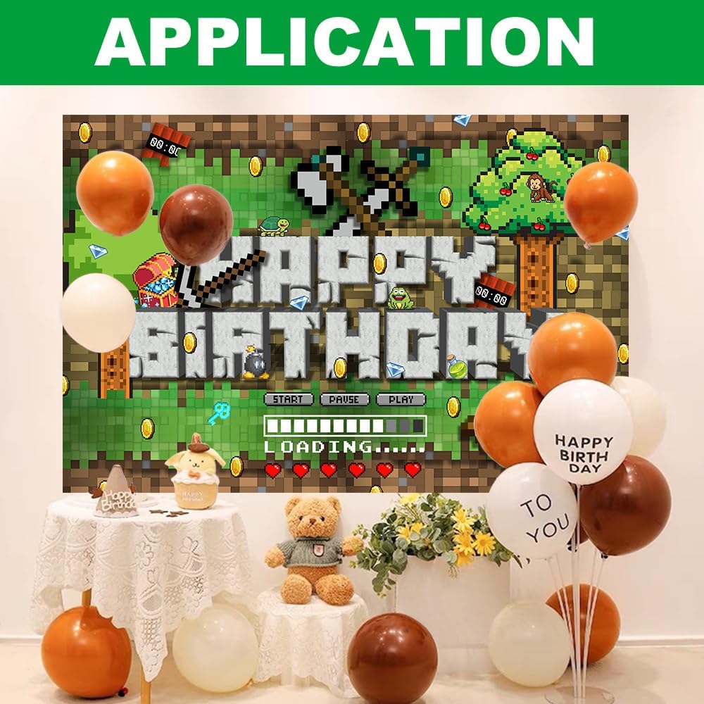 OLAPSATD Pixel Game Party Backdrop 3x5ft