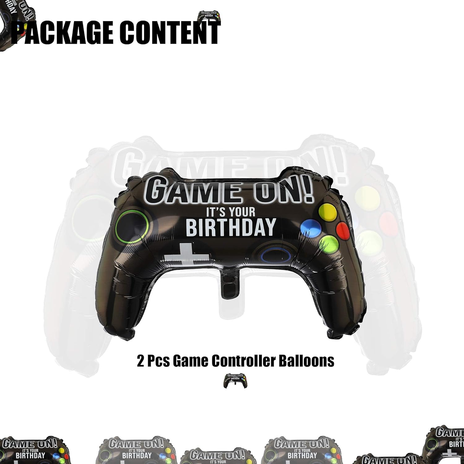 2 Pcs Video Game Controller Mylar Balloon Party Decor
