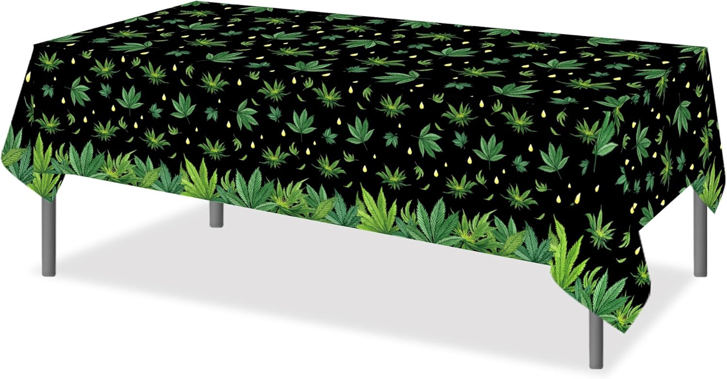 Parrtty Hurrican 2 PCS Weed Party Tablecloths 87x51 Inches Plastic Covers