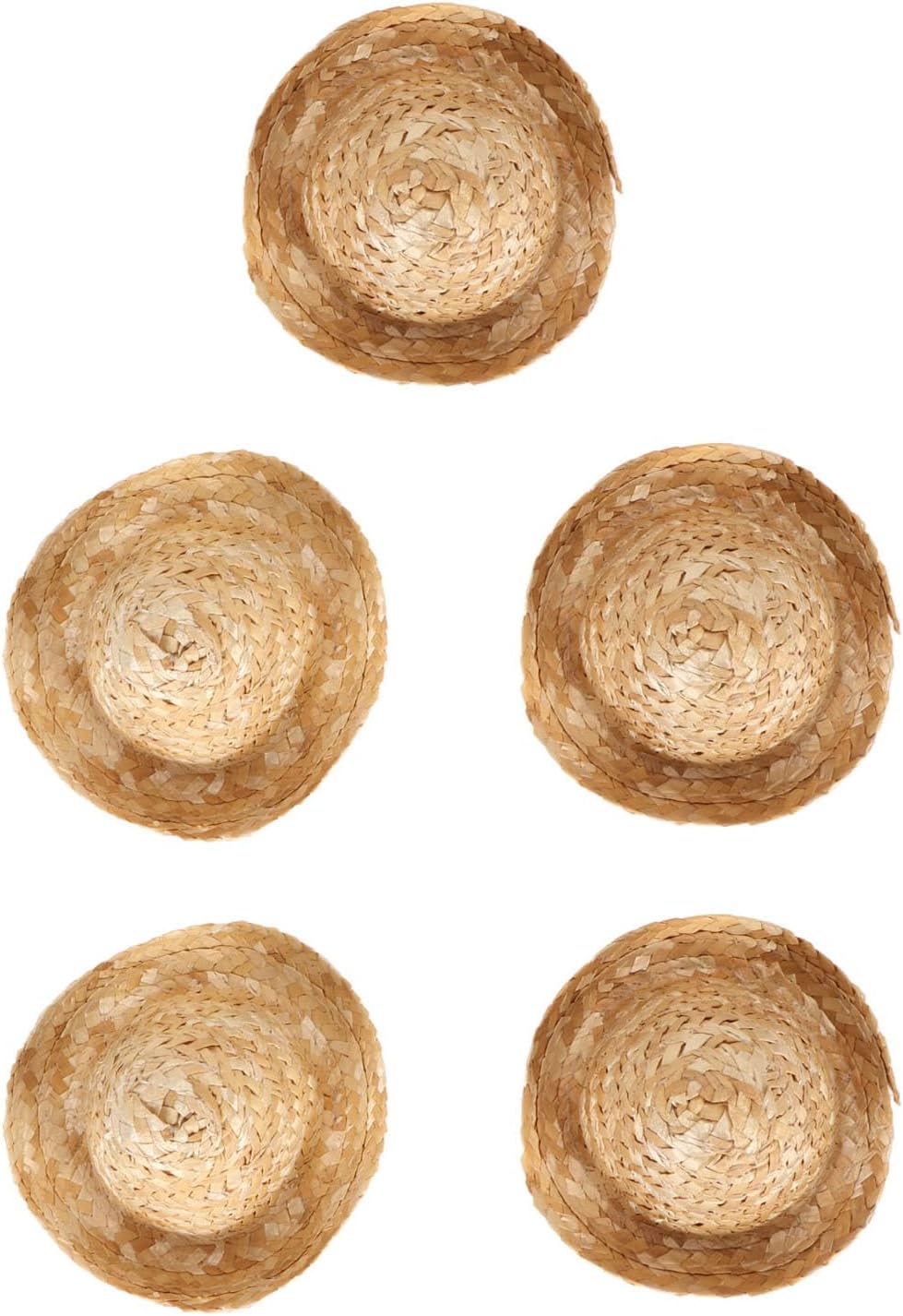 5Pcs Mini Straw Sombrero Hats 37in Diameter Brown