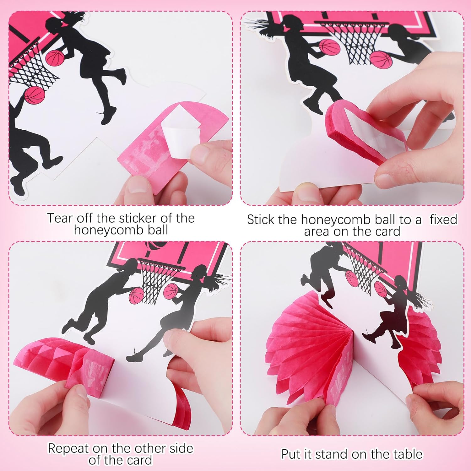 Poen 12 Pcs Pink Basketball Party Decorations