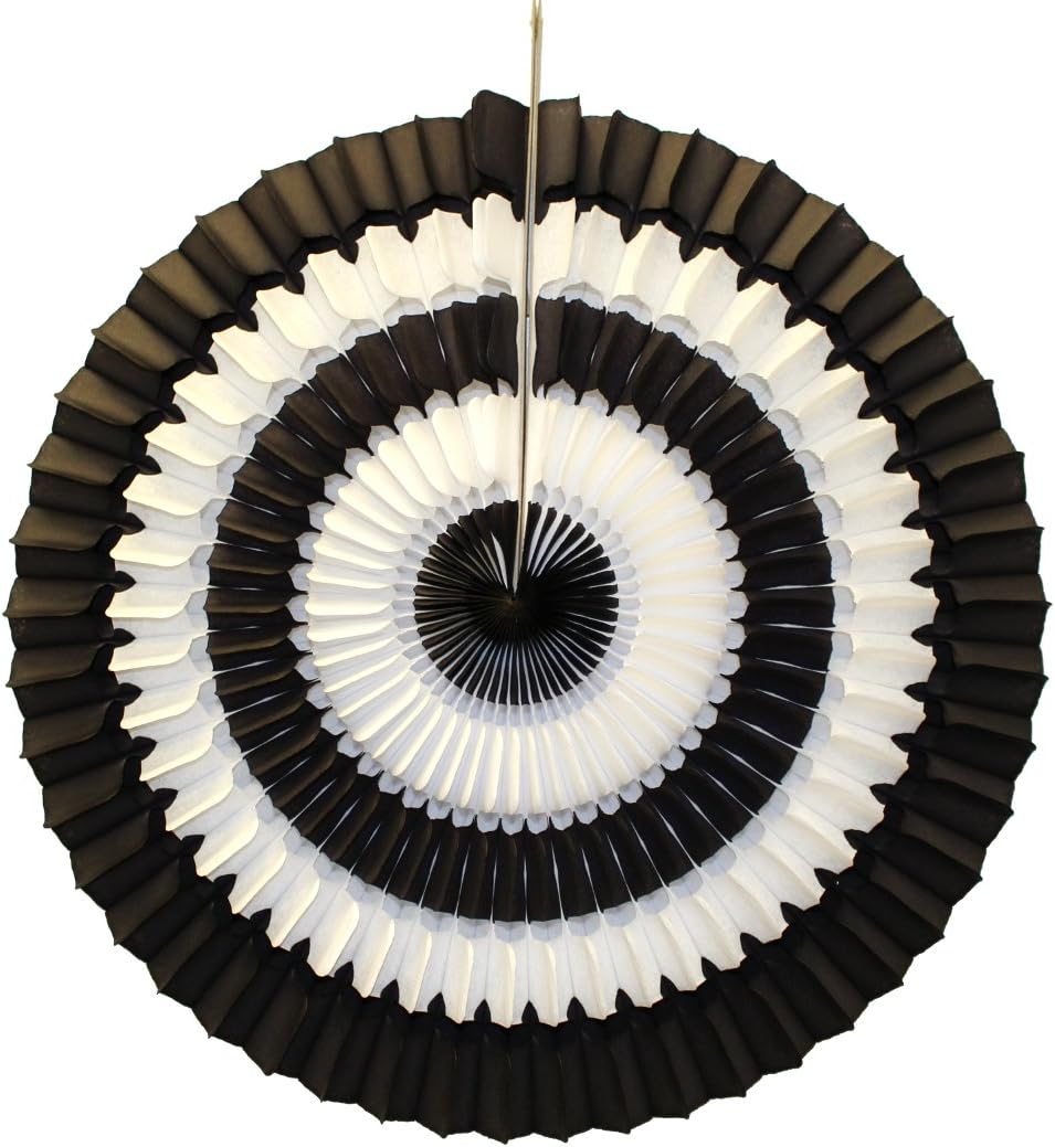 3-Pack 16 Inch Striped Honeycomb Tissue Paper Fan Black White