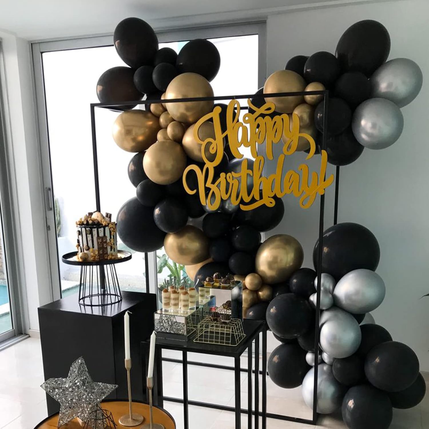 130pcs Black Balloons Set for Party Decorations
