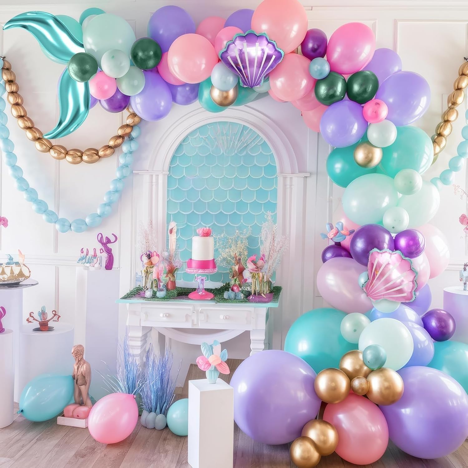 Mermaid Balloon Garland Arch Kit for Girls Party Decorations