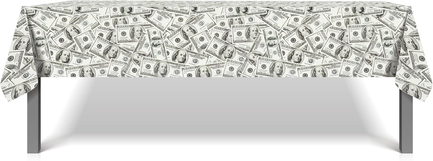 Dollar Birthday Party Tablecloths 2 Pcs 54x87In Disposable Plastic