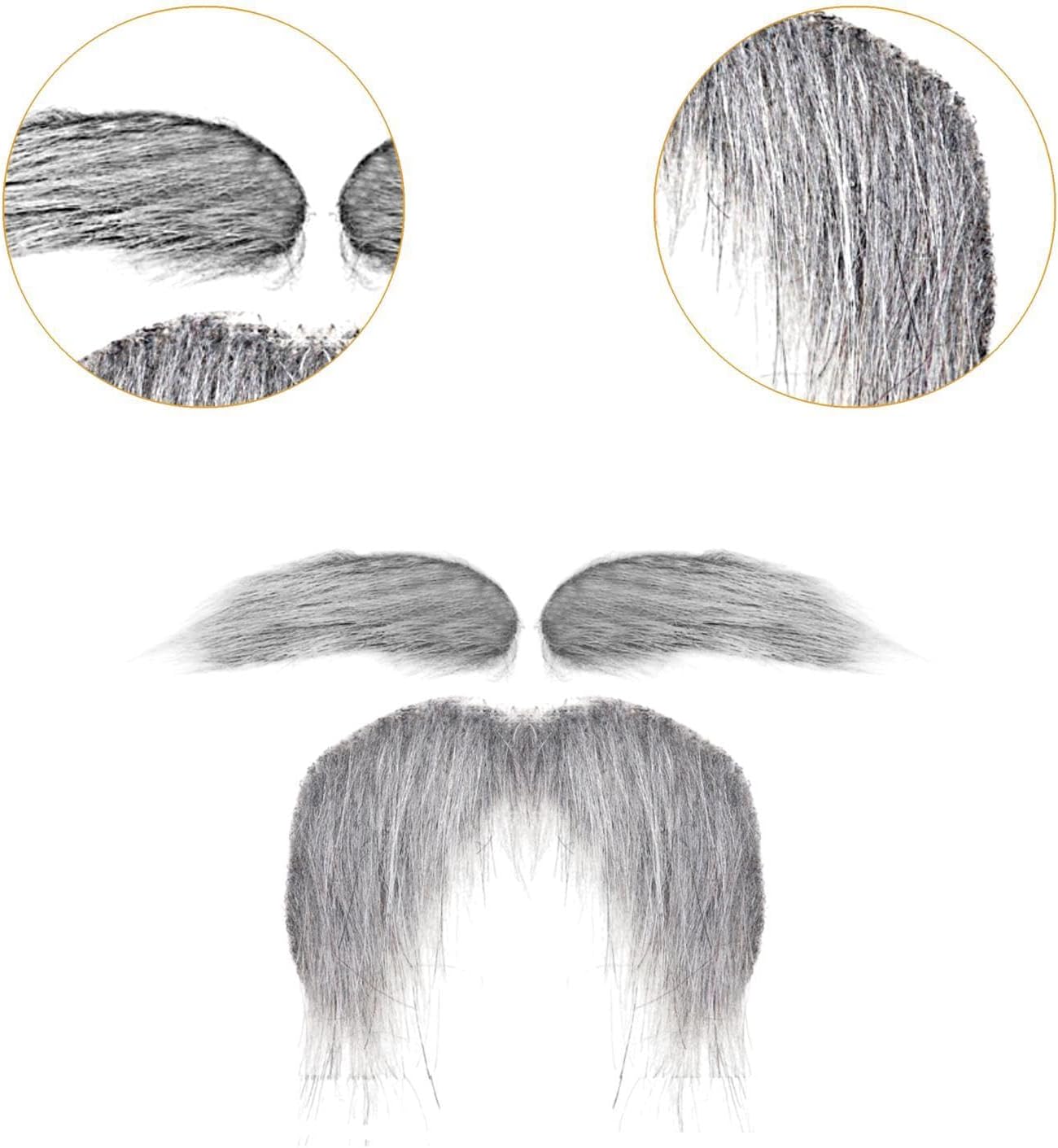 Colaxi Fake Mustache and Eyebrows Gray