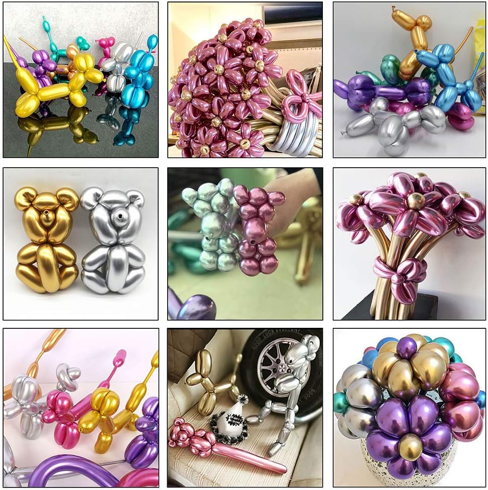 100pcs 260 Metallic Balloons Kit with Pump