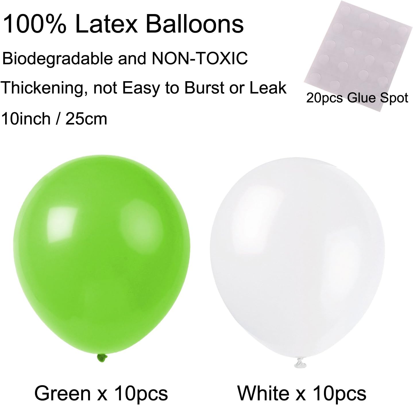 ZERODECO Birthday Party Decor Green White Banner Fans Poms Balloons