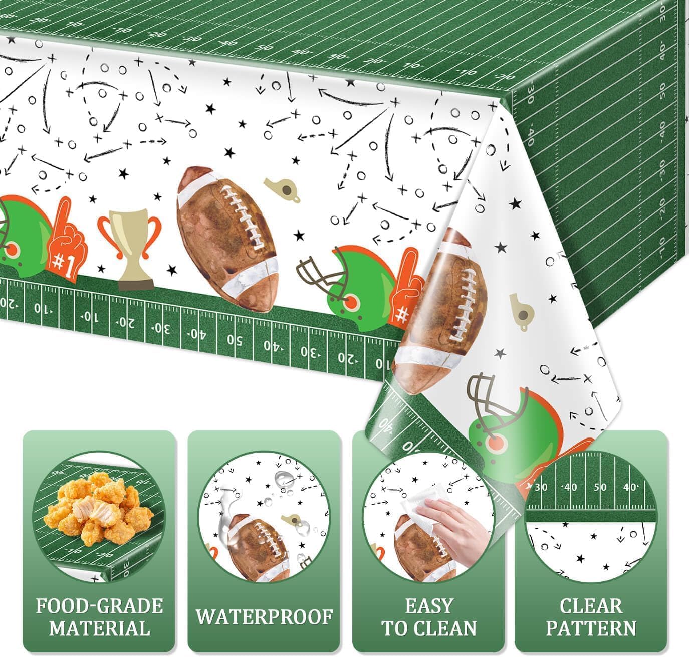 3Pcs Football Themed Tablecloths for Boys Birthday Party