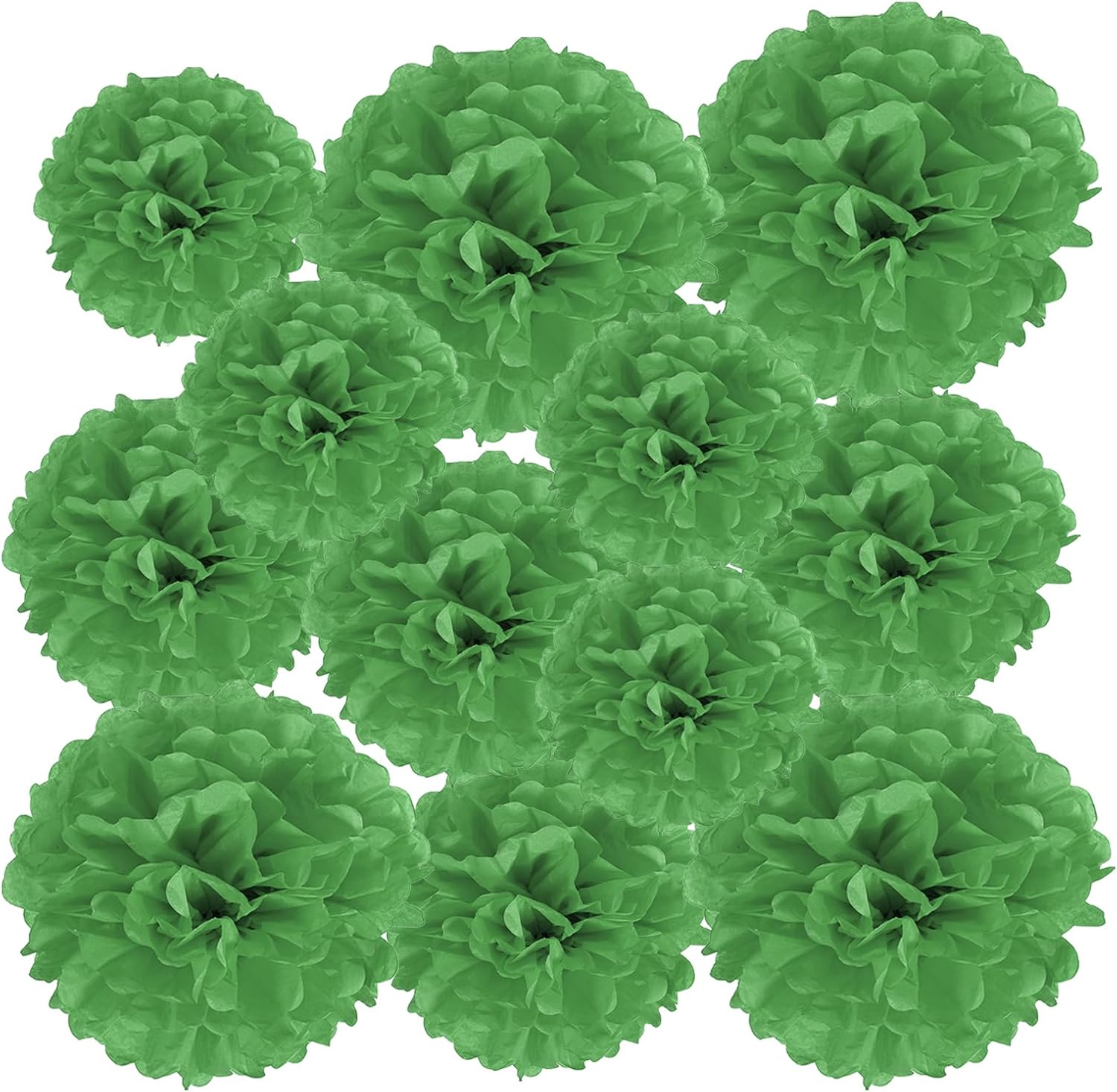PATIKIL 4 6 8 Inch Green Tissue Pom Poms Flowers 12 Pack