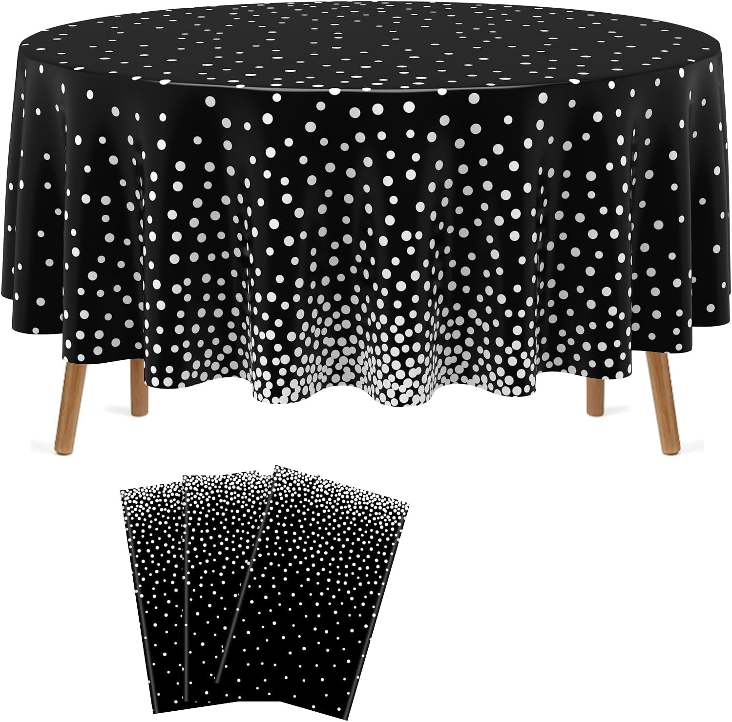 Newwiee 84 Inch Round Dot Tablecloth Set of 3