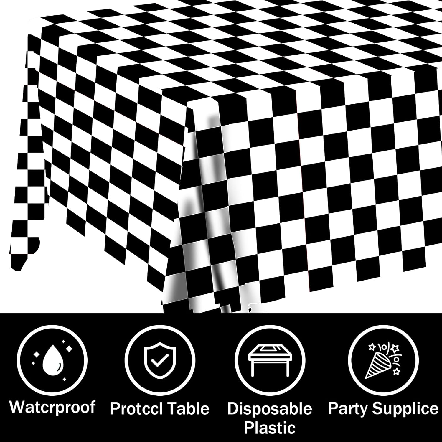 2 Pcs Checkered Tablecloth Race Car Design