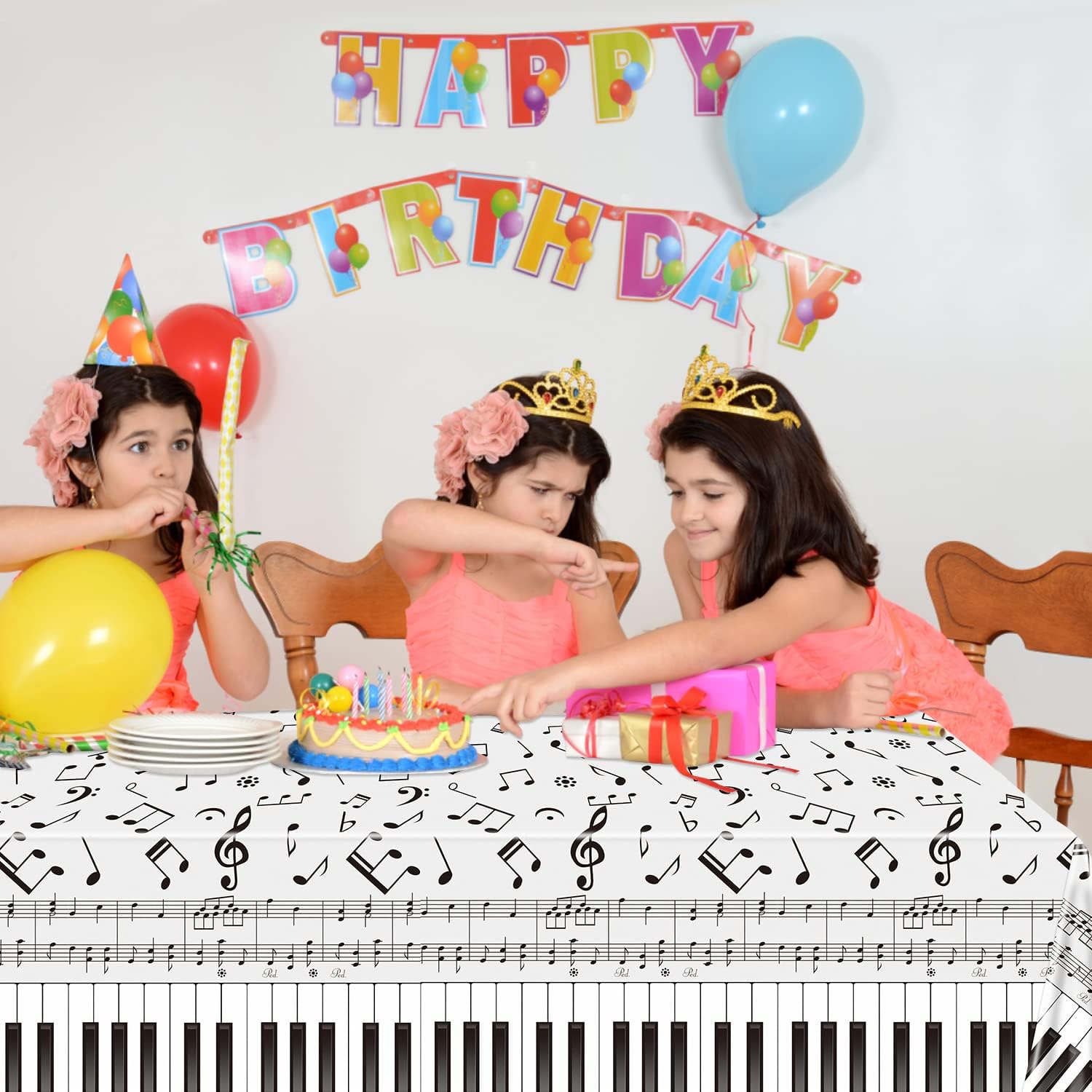 4 Pack Musical Notes Tablecloths - Black and White Party Decorations