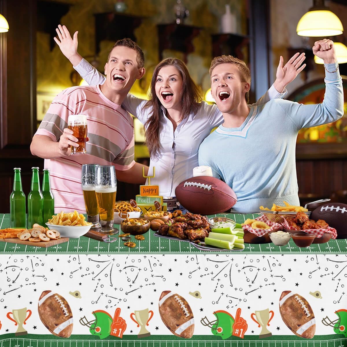 3Pcs Football Themed Tablecloths for Boys Birthday Party