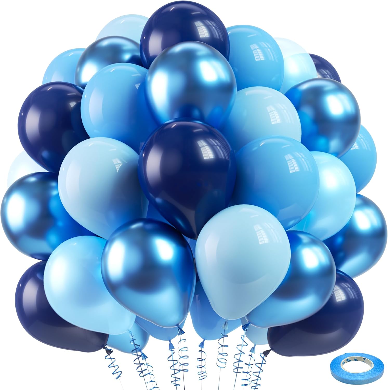 Bezente Blue Balloons Set 60pcs 12 Inch Decorations